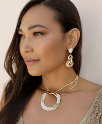 Plated Open Circle Statement Necklace