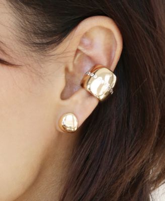Center Crystal Line Chunky Cuff Earrings