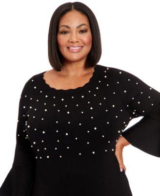 Plus Size Bell Sleeve Sweater Dress