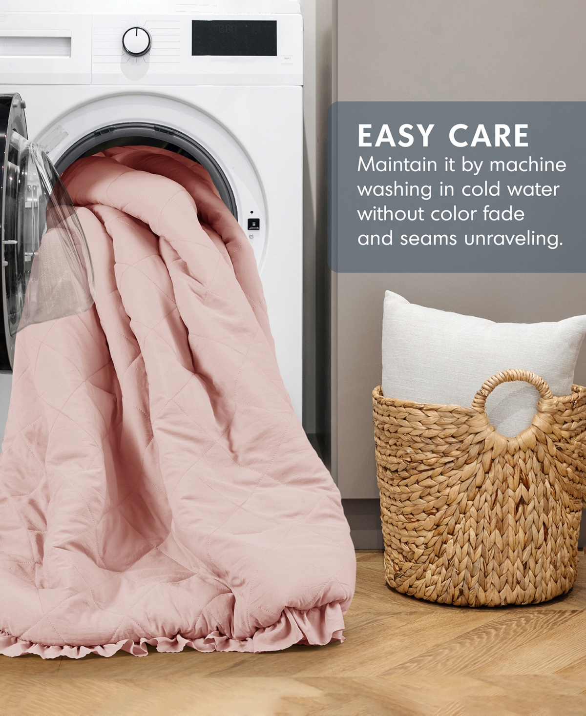 510 Design Phoebe Diamond Quilted Ruffle Edge 3-pc. Comforter Set, King/california King In Blush