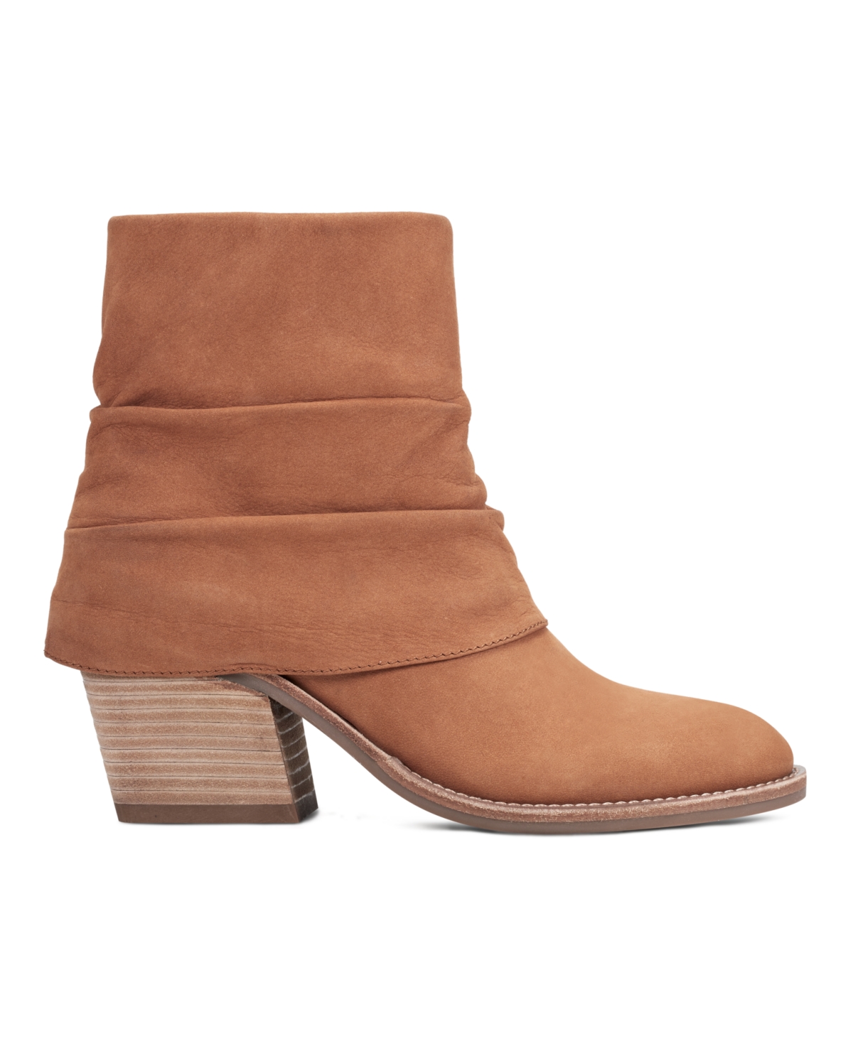 Shop Earth Women's Savvy Ruched Block Heel Boots In Cognac Nubuck