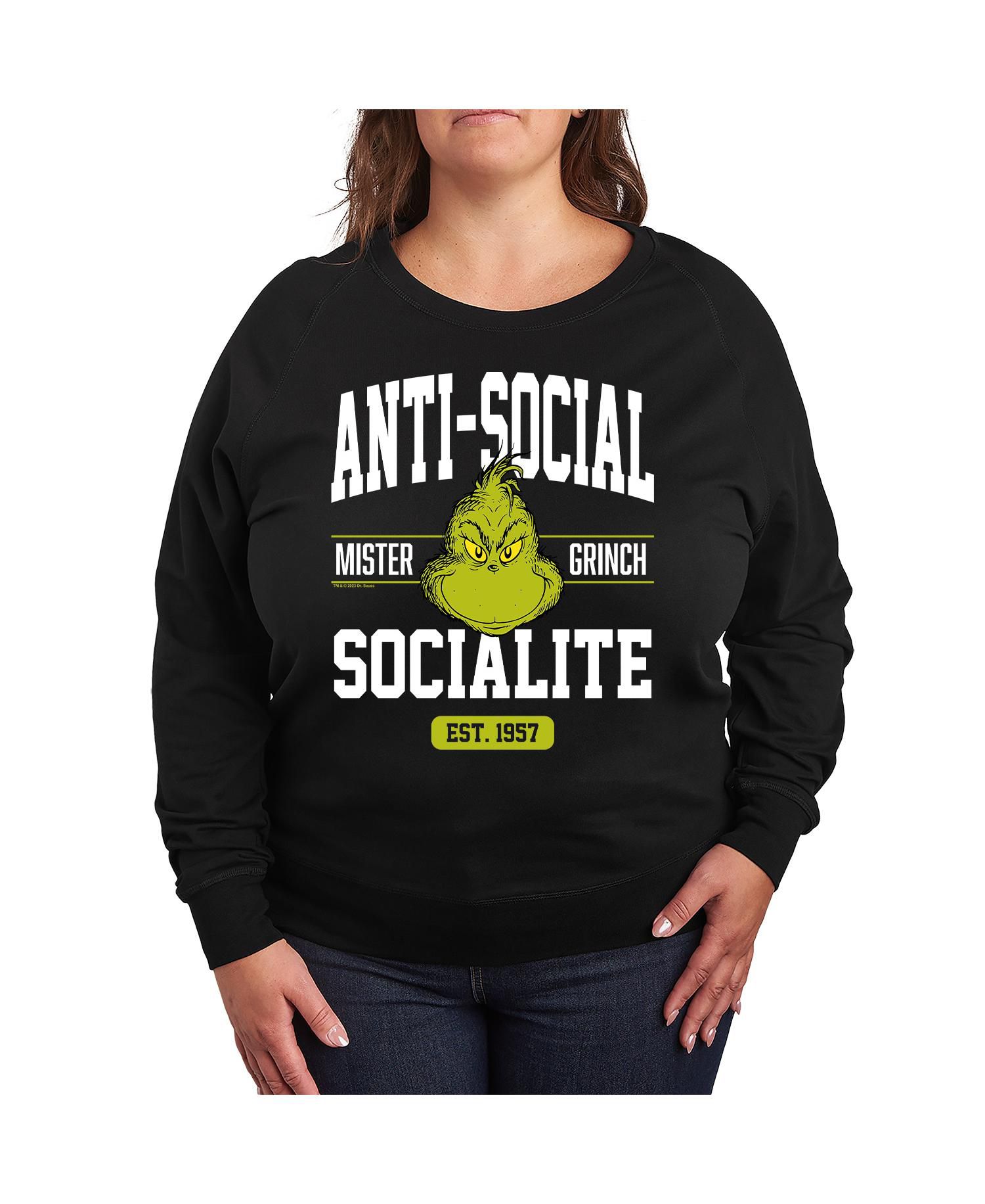Trendy Plus Size Grinch Anti-Social Graphic Pullover T-shirt