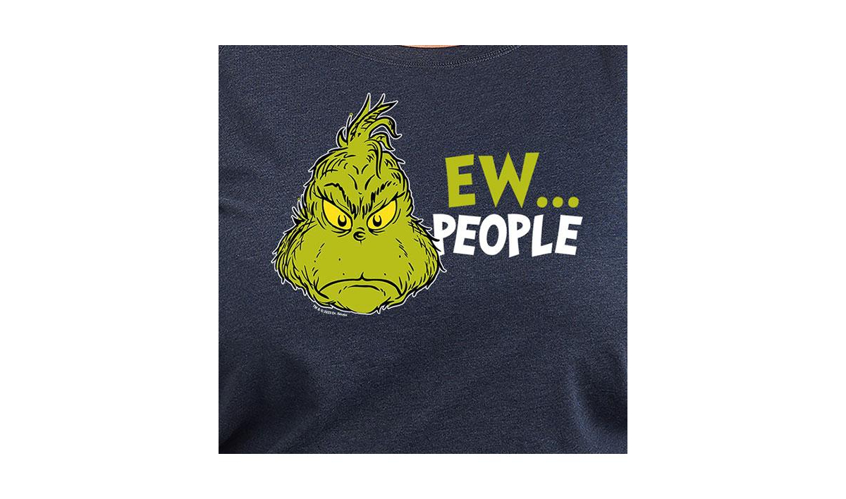 Hybrid Apparel Plus Size Grinch Ew People Graphic Pullover T-shirt In Blue