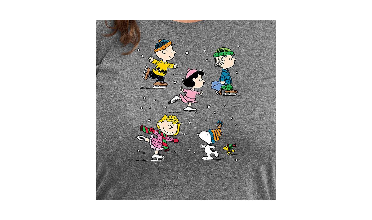 Hybrid Apparel Plus Size Peanuts Skating Graphic T-shirt In Grey