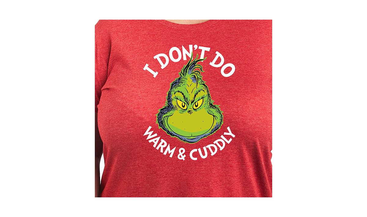 Hybrid Apparel Plus Size Grinch Warm Cuddly Graphic T-shirt In Red