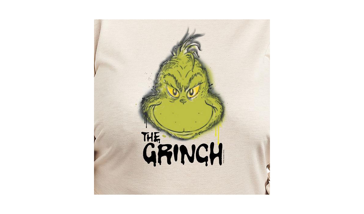 Hybrid Apparel Plus Size Grinch Face Graphic Pullover T-shirt In Beige,khaki