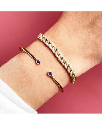 Amethyst Open Cuff Bangle 14K Gold