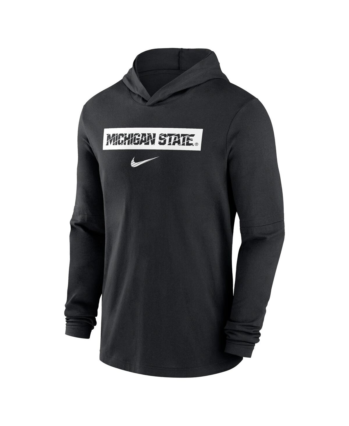 Nike Michigan State Spartans Sideline  Men's Dri-fit College Long-sleeve Hooded Top In Black