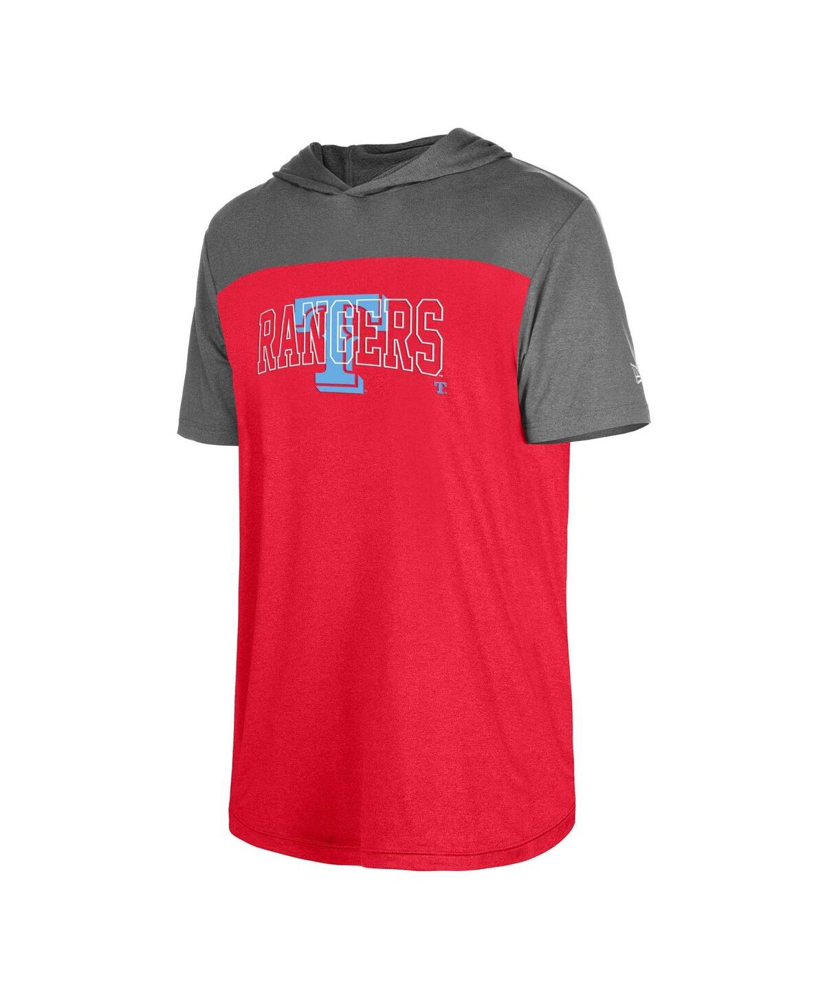 NEW ERA MEN'S RED TEXAS RANGERS ACTIVE BRUSHED HOODIE T-SHIRT 