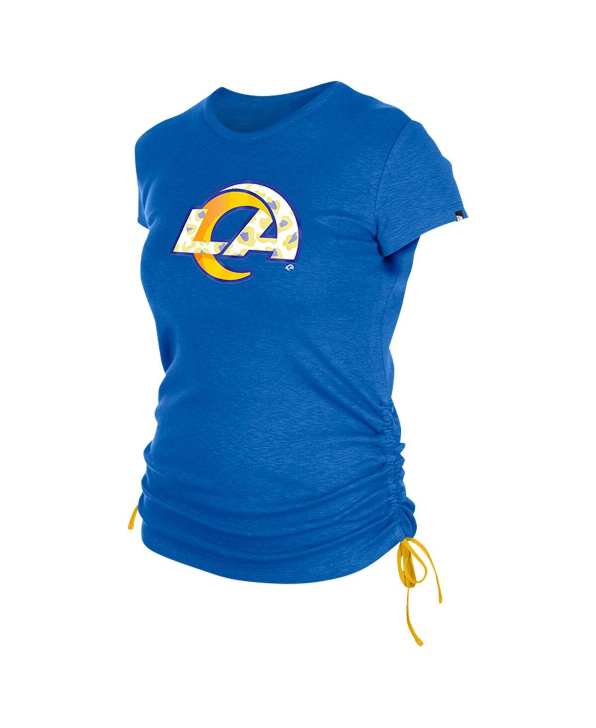 NEW ERA WOMEN'S ROYAL LOS ANGELES RAMS RUCHED SIDE T-SHIRT 