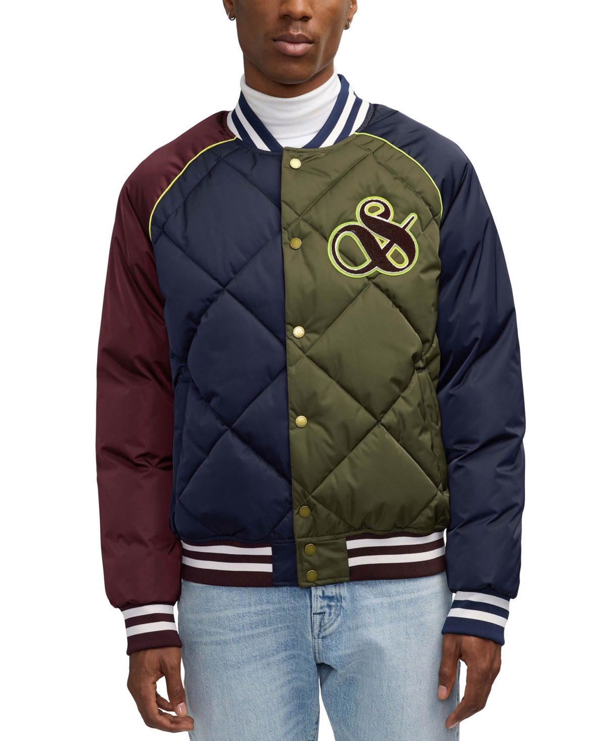 Scotch & Soda Men's Yrachie Color Block Quilted Varsity Bomber Jacket - Inky  Blue | Smart Closet