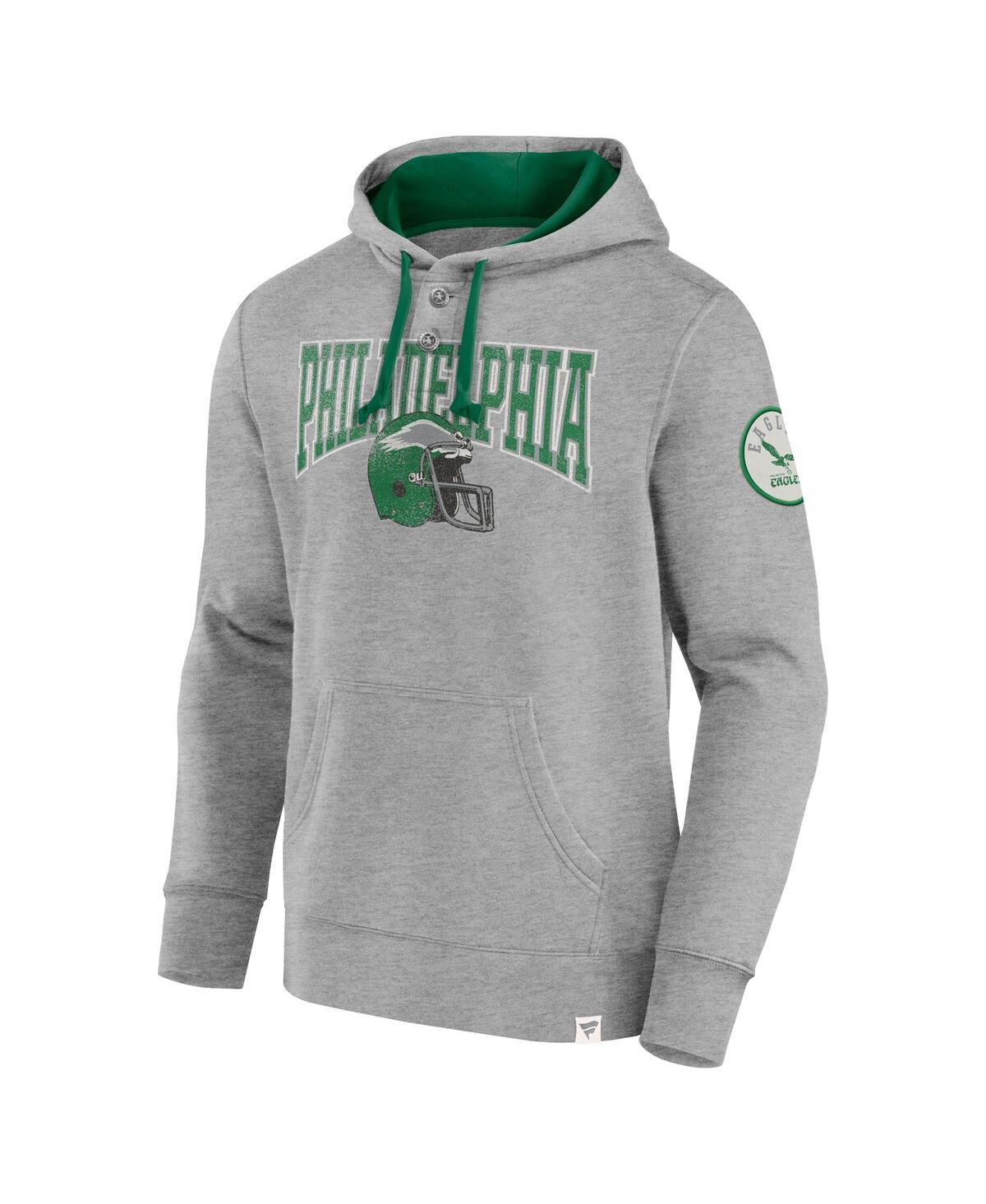 Fanatics Men'sPhiladelphia Eagles Label Maker Pullover Hoodie - Heather Gray, Kelly Green