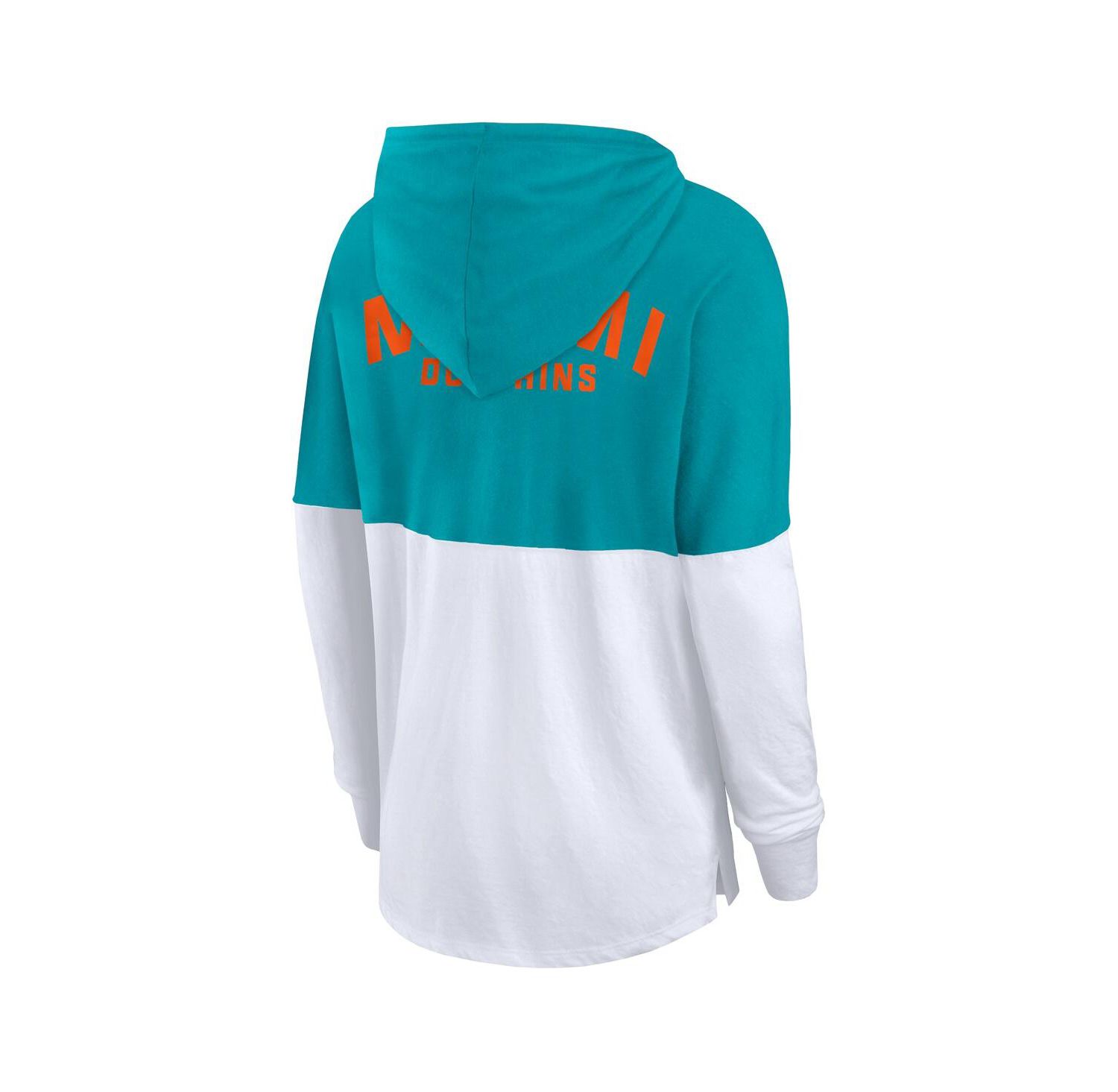 Women's Aqua/White Miami Dolphins Backup Option Long Sleeve Hoodie T-Shirt