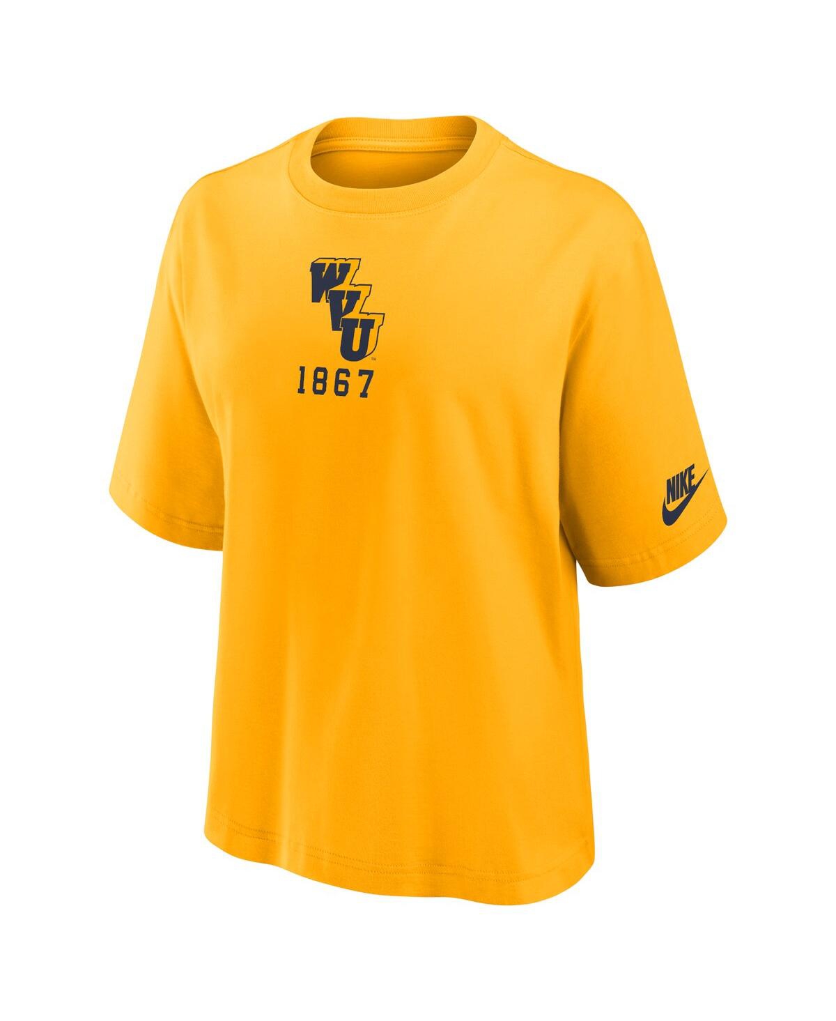 Nike Women's Gold West Virginia Mountaineers Boxy Legacy Established T-shirt In Gold