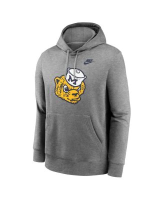 Men's Heather Gray Michigan Wolverines Legacy Logo Club Fleece Pullover Hoodie
