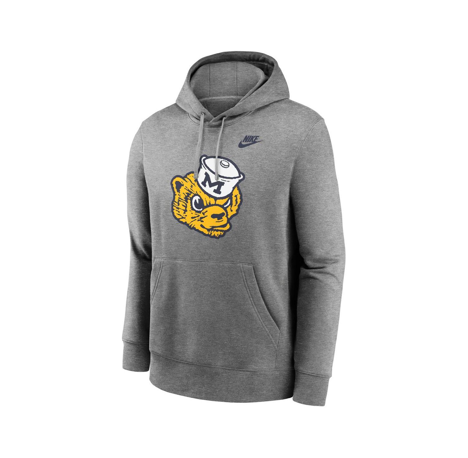 Men's Heather Gray Michigan Wolverines Legacy Logo Club Fleece Pullover Hoodie