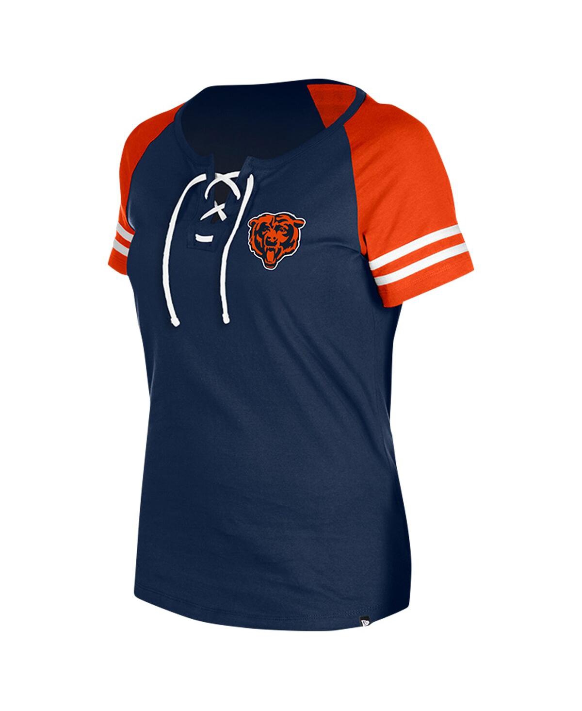 Shop New Era Women's Navy Chicago Bears Lace-up Raglan T-shirt