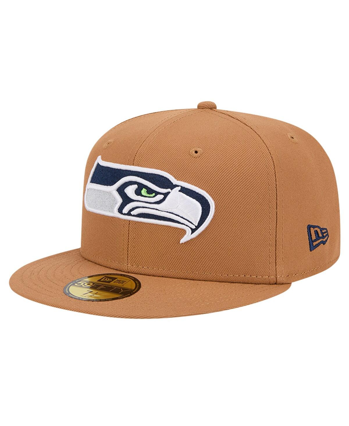 New Era Men'sSeattle Seahawks Color Pack 59FIFTY Fitted Hat with Side Patch - Tan
