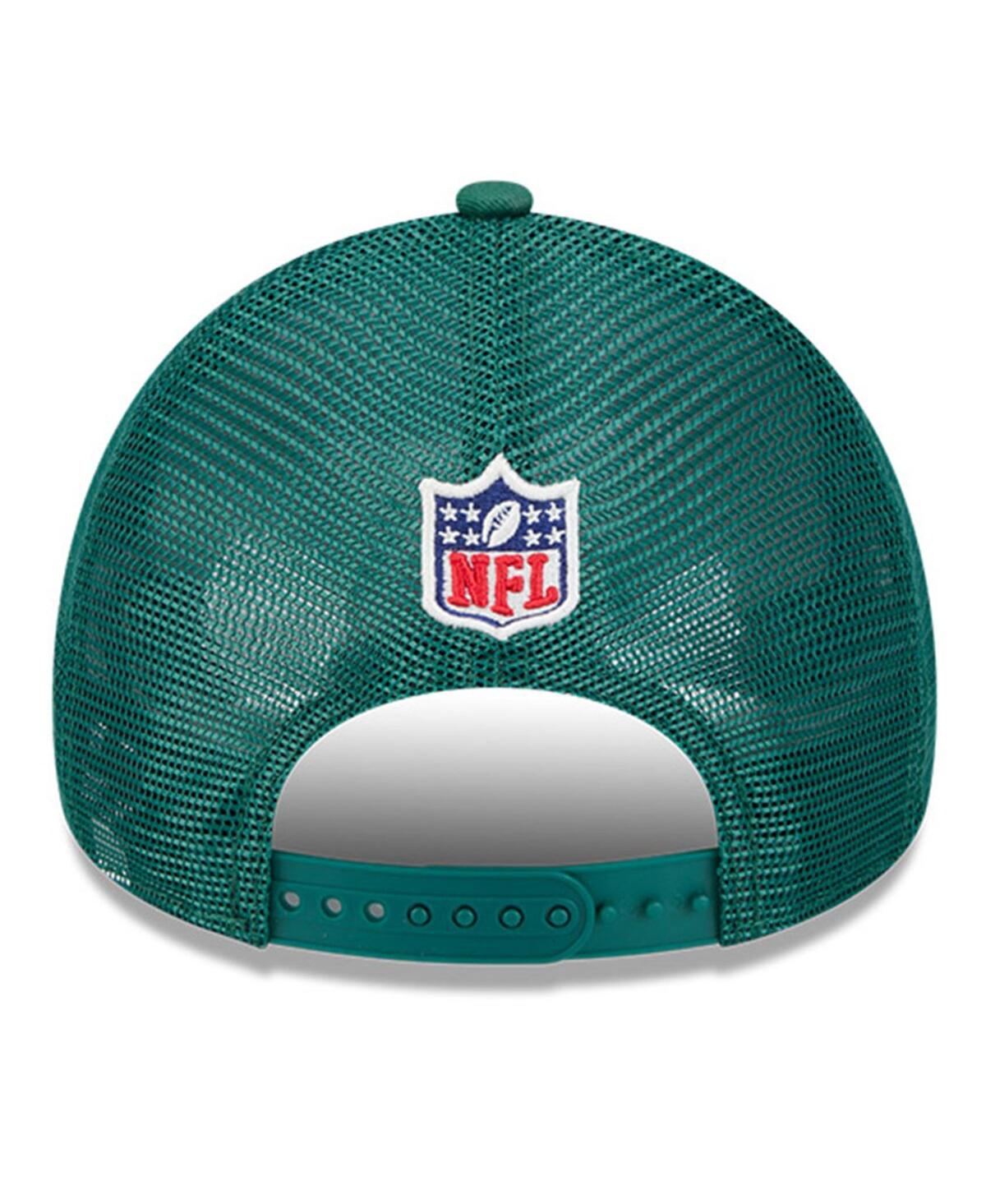 New Era Men's Stone/green New York Jets 2024 Sideline Historic 9forty A-frame Trucker Adjustable Hat In Stone,green