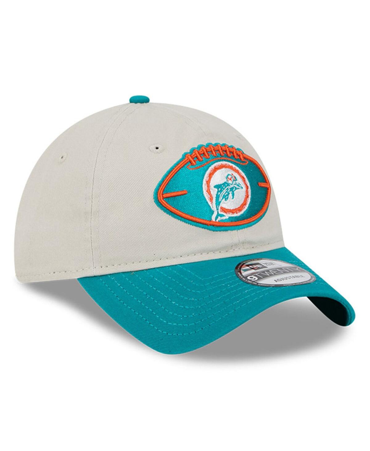 New Era Men's Stone/aqua Miami Dolphins 2024 Sideline Historic 9twenty Adjustable Hat In Stone,aqua