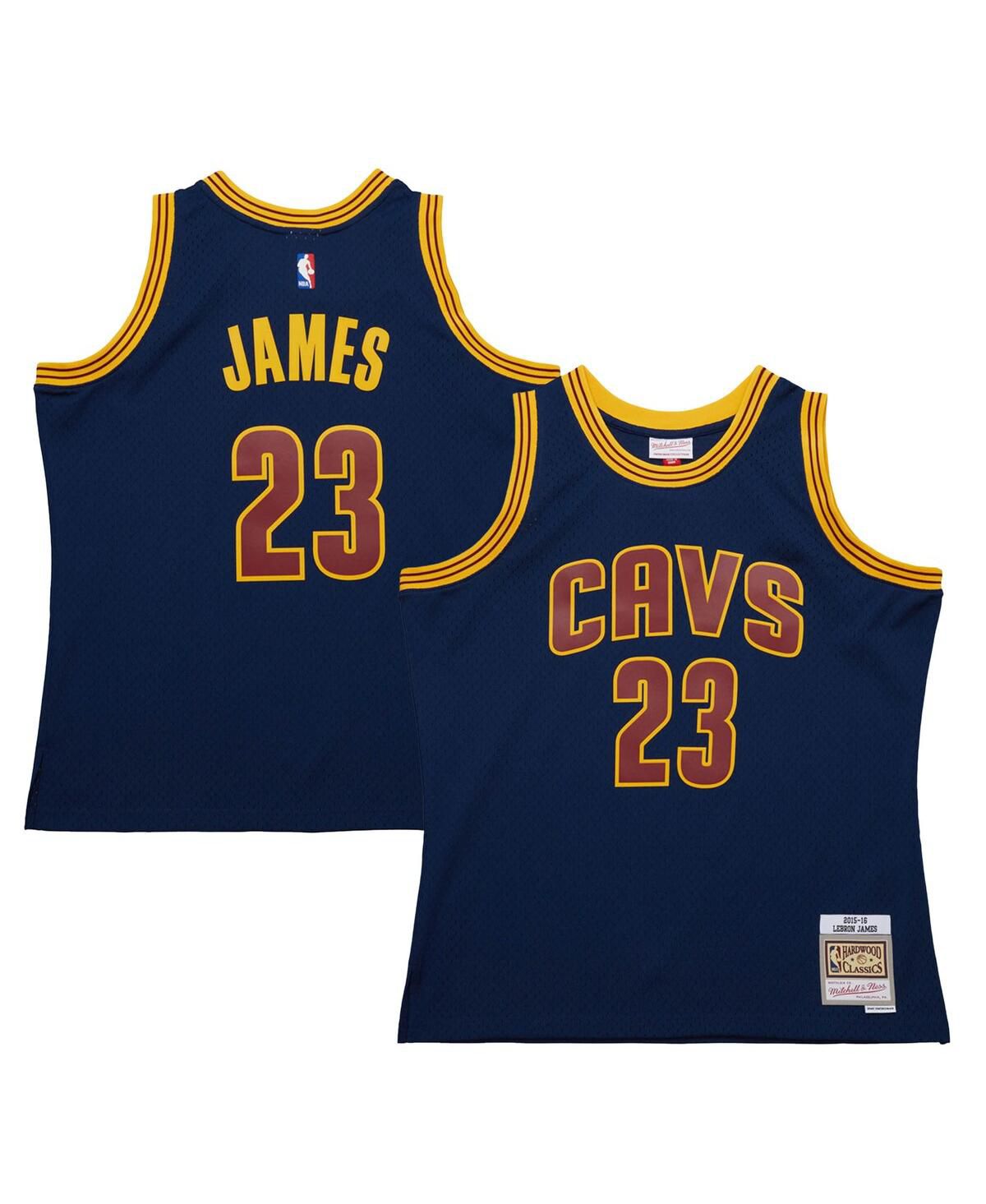 Мужская майка LeBron James Navy Cleveland Cavaliers 2015/16 из твердой древесины Swingman