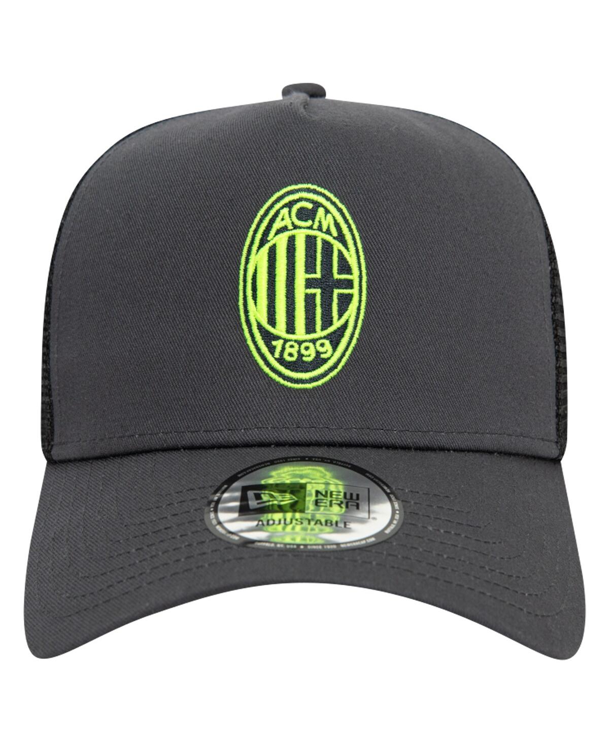 NEW ERA MEN'S GRAY AC MILAN 9FORTY A-FRAME TRUCKER ADJUSTABLE HAT 