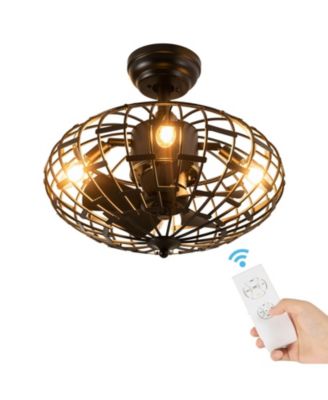 5 Blades Enclosed Ceiling Fan with Light and Remote Control-Black