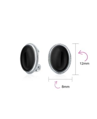 7CT Oval Cabochon Natural Jade Lapis Lazuli Onyx Turquoise 14K Gold Plated Sterling Silver Clip-On Earrings