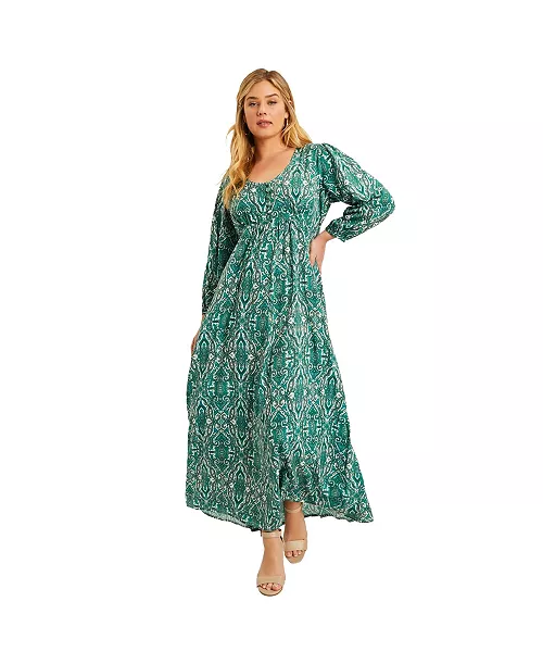 women's june + vie puff-sleeve shirtdress