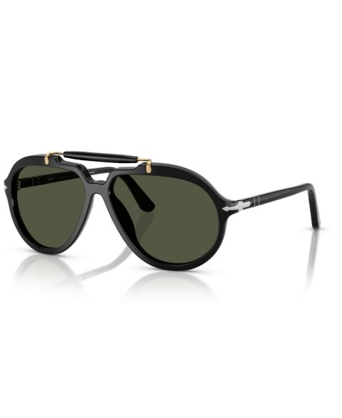 Солнцезащитные очки Persol Unisex Round, PO0202S, цвет: Чёрный