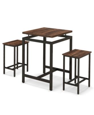 3 Pieces Pub Dining Table Set with Floating Tabletop and Footrest