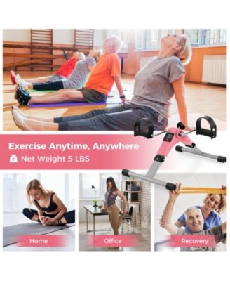Under Desk Exercise Bike Pedal Exerciser with LCD Display for Legs and Arms Workout-Pink
