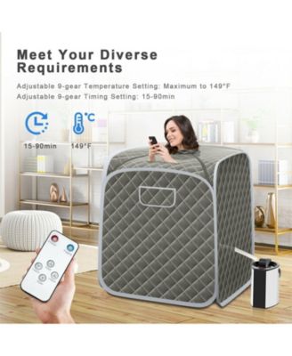 Portable Personal Steam Sauna Spa with Steamer Chair-Gray