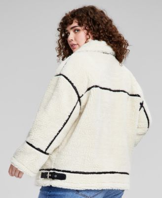 And Now This Trendy Plus Faux Sherpa Moto Jacket, Exclusively at