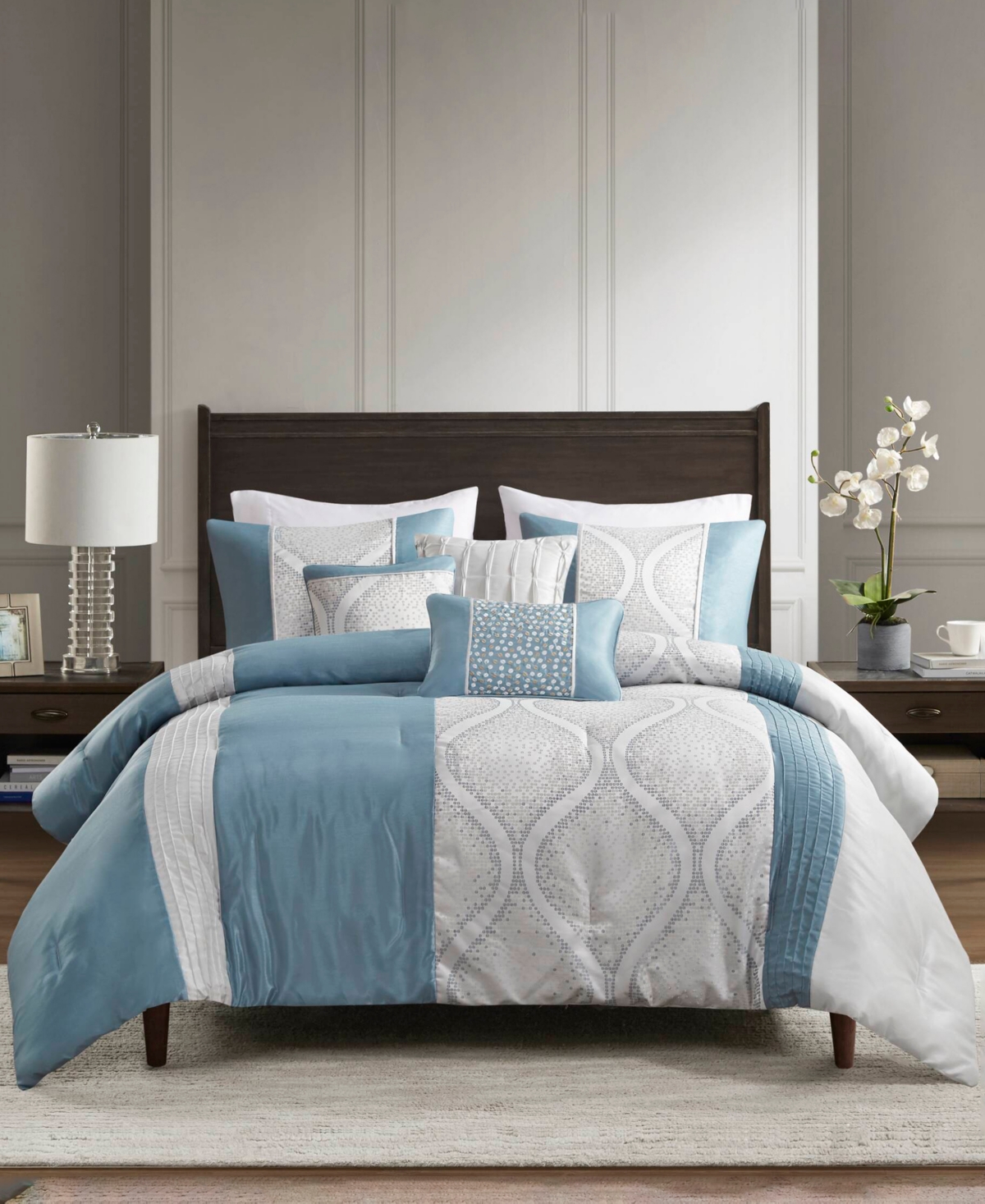 Madison Park Lori Jacquard 6-pc. Comforter Set, Full/queen In Teal,silver