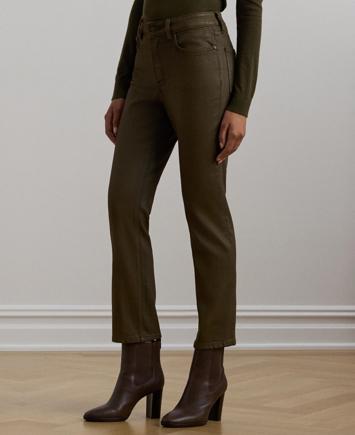 Lauren Ralph Lauren Women's Coated High-Rise Straight Ankle Jeans