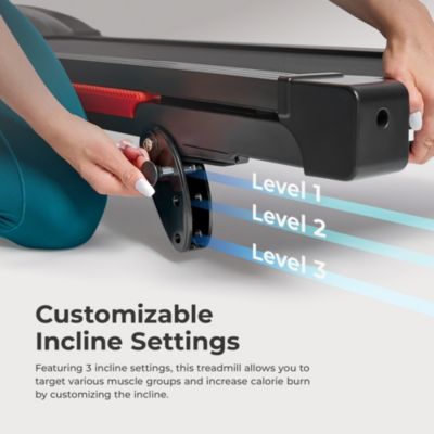 Adjustable Incline Foldable SMART Treadmill w Digital Monitor, Shock Absorption, Pulse Sensors, Handrail Controls, Exclusive SunnyFit App Bluetooth Connectivity