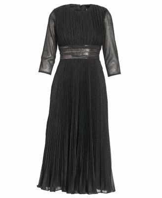Women's Shimmering 3/4 Sleeve A-Line Midi Dress