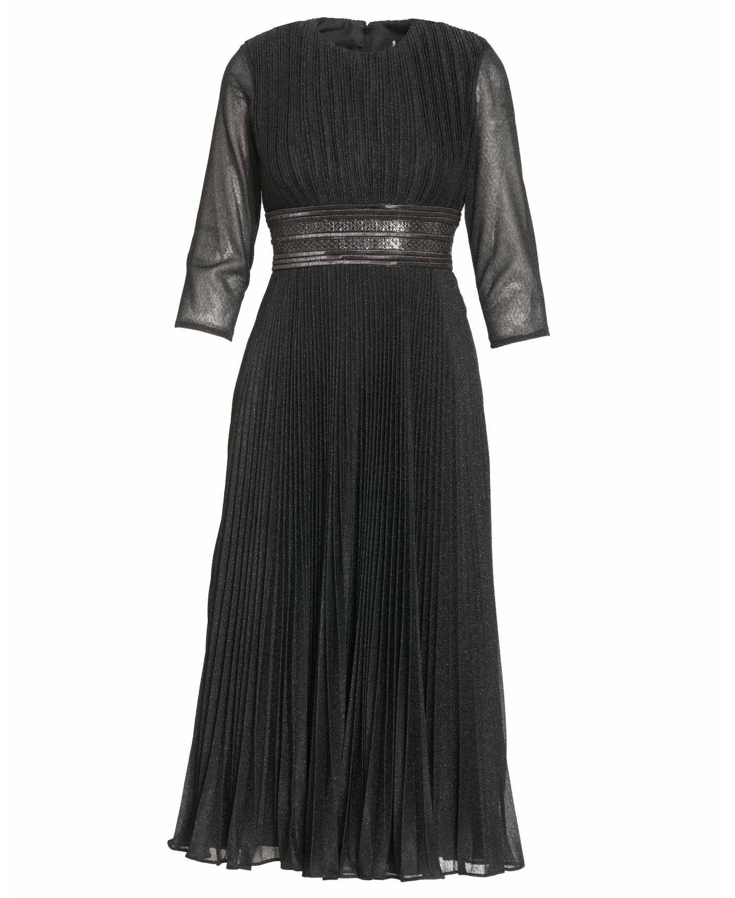 Женское платье Mac Duggal Shimmering 3/4 Sleeve A-Line Midi, цвет: Чёрный — фото 4
