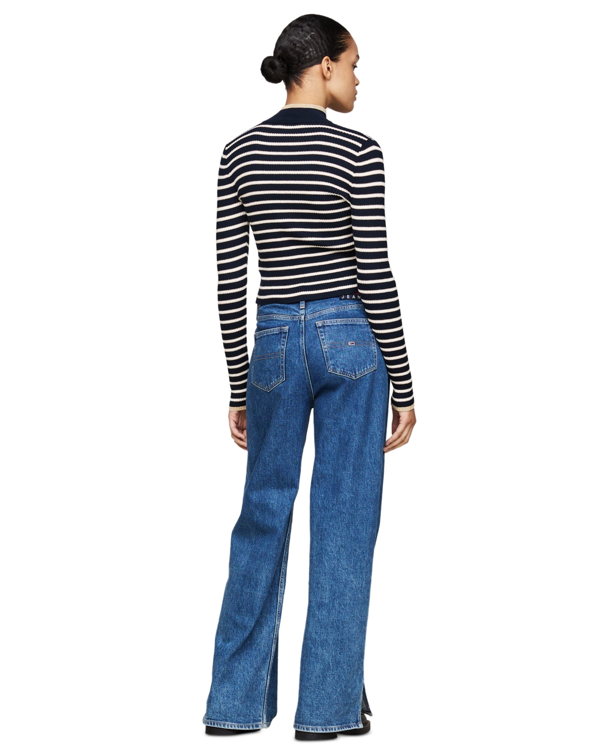 Tommy Jeans Women's Metallic Tipped Zip-Front Sweater -/ STRIPE