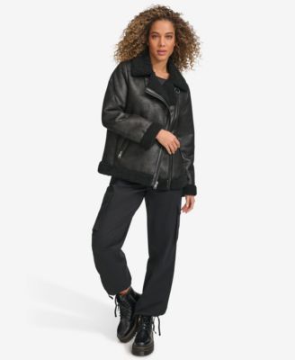 Women's Faux Shearling Asymmetrical Moto Jacket