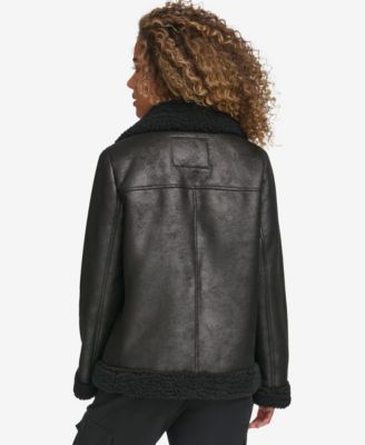 Levi's Women's Faux Shearling Asymmetrical Moto Jacket - Macy's Levi's Women's Faux Shearling Asymmetrical Moto Jacket - Macy's