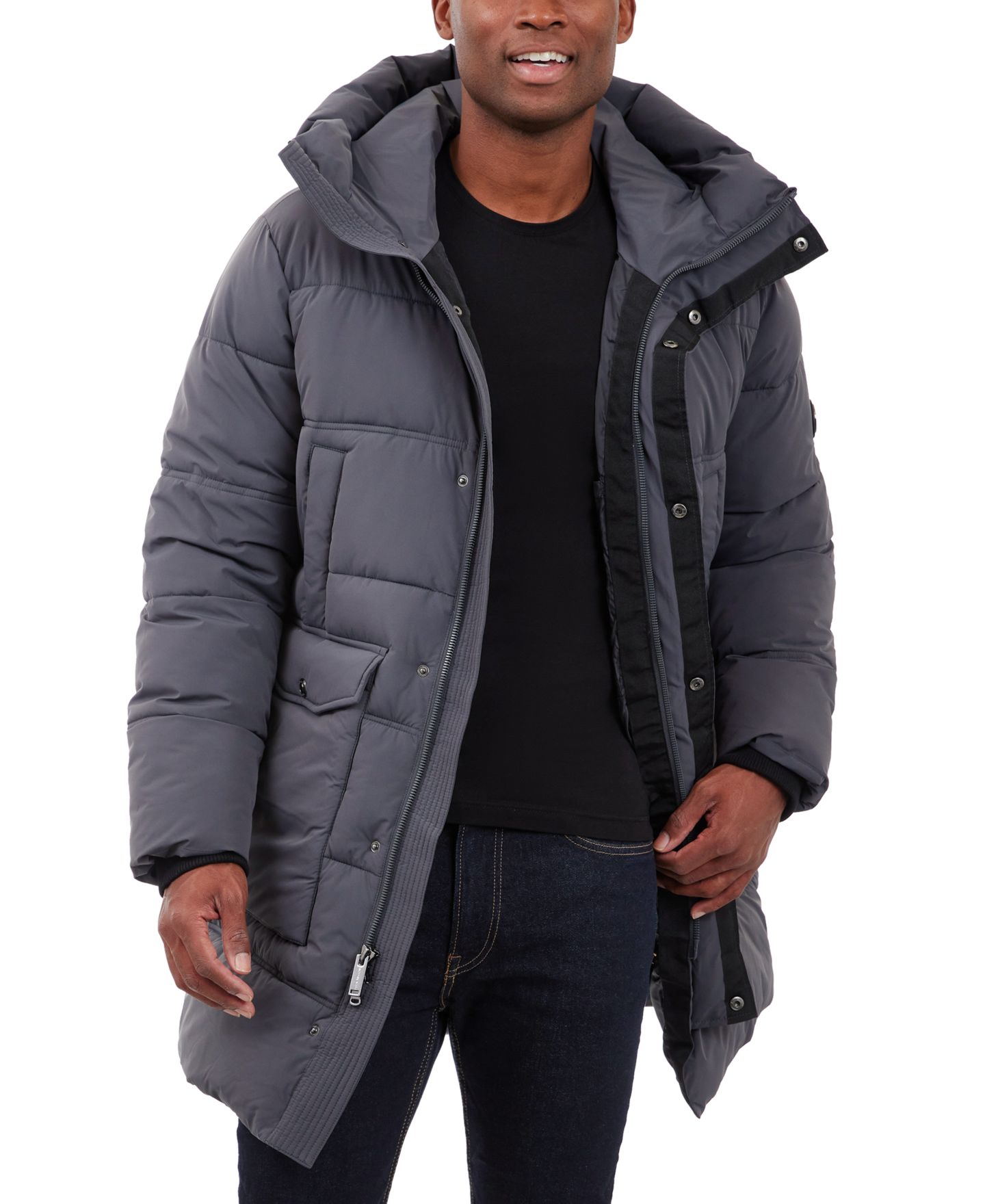 Мужская куртка Michael Kors Heavyweight Hooded Long Puffer, цвет: Угольный — фото 4