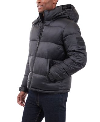 Men's Heavyweight Metallic Finish Hooded Puffer Jacket