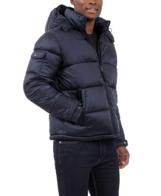 Men's Heavyweight Metallic Finish Hooded Puffer Jacket