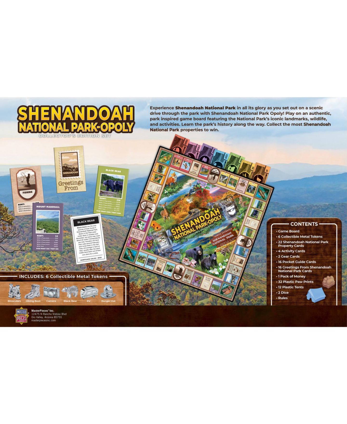 Детская настольная игра MasterPieces Puzzles Shenandoah National Park Opoly Board Game, Ages 8+ — фото 3
