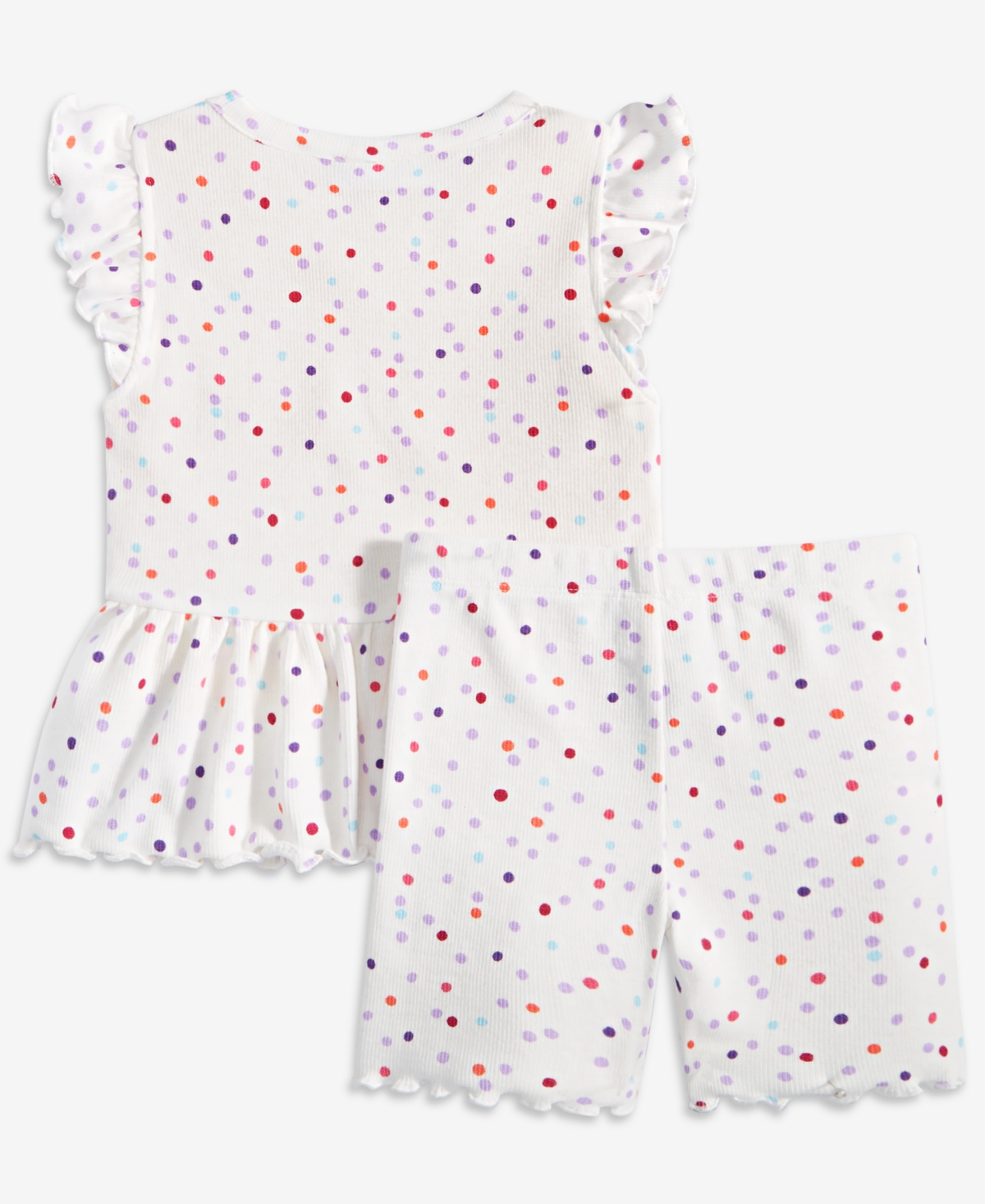 Epic Threads Toddler Girls Dot-Print Rib Ruffled Top & Shorts, 2 Piece Set, Created for Macy's