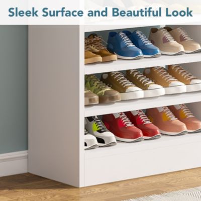 8-Tier Tall Shoe Rack Organizer for Entryway – Wooden Shoe Storage Cabinet Stand, Set of 2