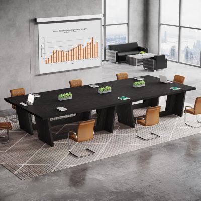 17.7FT Conference Room Table: Large Rectangular Meeting Seminar Table for 16-20 People, Wood Long Training Table with Heavy-Duty Frame, Business Table for Office, 6PCS
