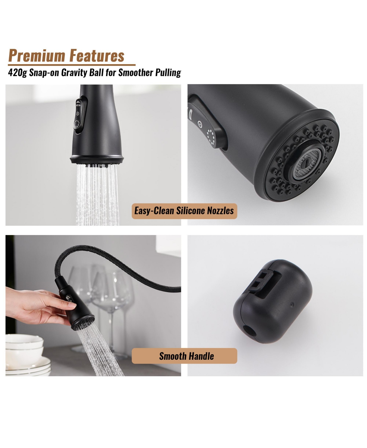 Casainc 1.8 Gpm Britt Commercial Style Pull Down Single Handle Kitchen Faucet